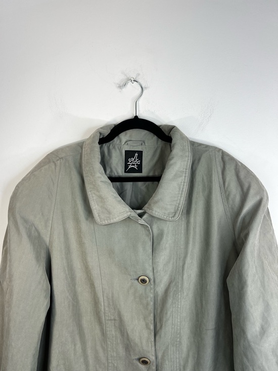 90s Y2K Luba matte sage green oversized boxy minimalist old money car coat - Picture 5 of 17